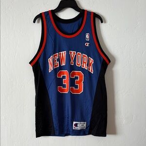 FINAL! VTG PATRICK EWING #33 New York Knicks Champion NBA Blue Black Tank Top